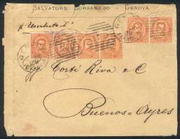 1/NOV/1886 GENOVA - ARGENTINA: Cover Franked By Sc.47 (Sa.39) X6 (strip Of 4 + Pair), To Buenos Aires, With Little... - Other & Unclassified