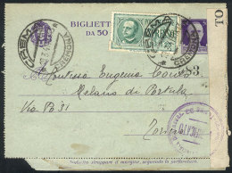 50c. Letter Card (biglietto Postale) + Express Stamp Of 1.25L., Sent From Crema To Torino On 19/MAR/1941, With... - Other & Unclassified