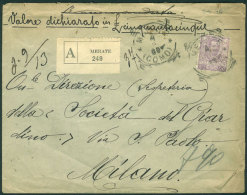 Cover Franked By Sc.85 (50c. Violet Of 1901/26) Alone, Sent With Declared Value From Merate (Como) To Milano On... - Other & Unclassified