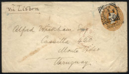 RARE DESTINATION: Stationery Envelope Sent From Campbellpur To URUGUAY On 25/SE/1893, On Back Transit Marks Of... - Other & Unclassified