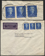 Airmail Cover Sent From Amsterdam To Argentina On 8/AU/1950, Franked With A Strip Of 3 Stamps Of 20c. With... - Poststempels/ Marcofilie