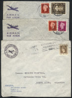 3 Covers Sent To Argentina In 1948, All With 50c. Postages Made Up Of Varied Combinations, Very Nice! - Postal History