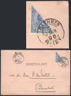 Card Franked With Sc.41 BISECT, Sent From Bathmen To Colmschate On 5/JUN/1896, Excellent Quality, Very Rare! - Postal History