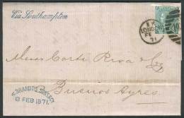 8/FEB/1871 LONDON - ARGENTINA: Complete Folded Letter Franked By Sc.54 Plate 4, With Duplex Cancel, Sent To Buenos... - Altri & Non Classificati
