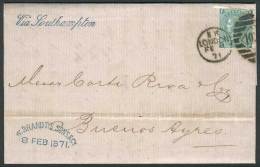 8/FEB/1871 LONDON - ARGENTINA: Complete Folded Letter Franked By Sc.54 Plate 4, With Duplex Cancel, Sent To Buenos... - Sonstige & Ohne Zuordnung