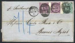 3/FEB/1871 PARIS - ARGENTINA: Complete Folded Letter Sent From France To Buenos Aires, Franked In England With... - Sonstige & Ohne Zuordnung