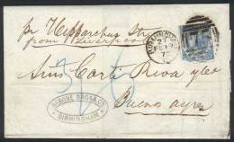 19/FEB/1870 BIRMINGHAM - ARGENTINA: Folded Cover Franked By Sc.55 Plate 1 (corner Defect), To Buenos Aires, Very... - Other & Unclassified