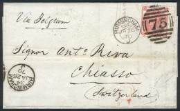 26/JAN/1870 BIRMINGHAM - Switzerland: Folded Cover Franked By Sc.49 Plate 5 (corner Defect), With Duplex "75"... - Altri & Non Classificati