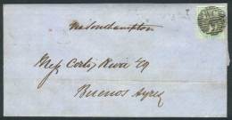 8/JAN/1861 ? - ARGENTINA: Folded Cover Franked By Sc.28, With Semi-mute "WC 7" Cancel, And London Transit... - Other & Unclassified