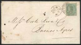8/OCT/1861 LONDON - ARGENTINA: Folded Cover Franked By Sc.28a, With Duplex Cancel, Sent To Buenos Aires, Fine... - Altri & Non Classificati