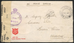 Cover Sent To Argentina On 16/AP/1944 With Military Free Frank, Cancelled 'FIELD POST OFFICE 756', Censored, And... - Autres & Non Classés