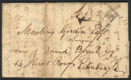 Entire Letter Dated 13/OC/1823, From Glasgow To Edinburgh, With Interesting Postal Markings And A Long And... - ...-1840 Préphilatélie