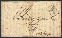 Entire Letter Dated 3/DE/1822, Sent From Glasgow To Caithness, With Interesting Postal Markings And A Long And... - ...-1840 Precursori