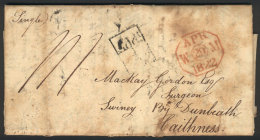 Entire Letter Dated 28/AP/1822, From Glasgow To Caithness, With Interesting Postal Markings And A Long And... - ...-1840 Vorläufer