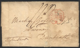 Entire Letter Dated 12/AU/1817, Interesting Postal Markings. Stained But Very Interesting! - ...-1840 Préphilatélie