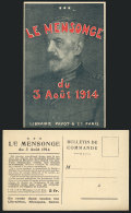 Old Advertising PC For New Book About 'Le Mensonge Du 3 Aout 1914', Topic World War I, VF Quality - Other & Unclassified