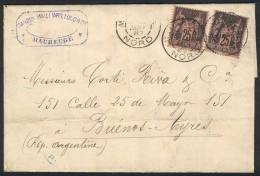 29/DEC/1886 MAUBEUGE - ARGENTINA: Letter Franked By Yv.97a X2, With Arrival Backstamp Of Buenos Aires, VF Quality! - Other & Unclassified