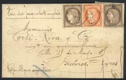 5/MAY/1876 DARNIES - ARGENTINA: Complete Folded Letter Franked By Yv.38 + 56 X2, With Buenos Aires Arrival... - Altri & Non Classificati