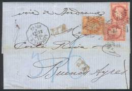 22/JUL/1871 PARIS - ARGENTINA: Complete Folded Letter Franked By Yv.31 + 32 X2, Semi-mute "dotted Star" Cancel,... - Other & Unclassified
