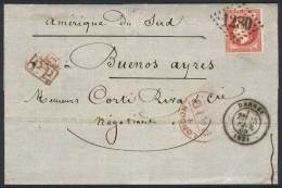 25/FEB/1869 DARNEY - ARGENTINA: Folded Cover Franked By Yv.32, Tied By Dotted Rhombus Cancel With Numeral 1280,... - Andere & Zonder Classificatie