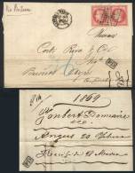 20/FEB/1869 ANGERS - ARGENTINA: Folded Cover Franked By Yv.32 X2 (total 1,60Fr), Semi-mute Cancel (letters In... - Altri & Non Classificati