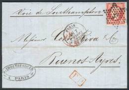 7/MAR/1868 PARIS - ARGENTINA: Complete Folded Letter Franked By Yv.24 (Napoleon 80c. Rose), Cancelled By Dotted... - Otros & Sin Clasificación