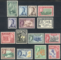 Sc.147/162, 1954/6 Elizabeth And Other Topics, Compl. Set Of 15 Mint Values, Most Unmounted (2 Or 3 Very Lightly... - Fiji (...-1970)
