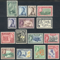 Sc.147/162, 1954/6 Elizabeth And Other Topics, Compl. Set Of 15 Mint Values, Most Unmounted (2 Or 3 Very Lightly... - Fidschi-Inseln (...-1970)