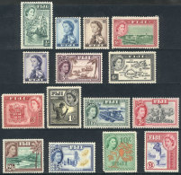 Sc.147/162, 1954/6 Elizabeth And Other Topics, Compl. Set Of 15 Values, Mint Lightly Hinged, VF Quality, Catalog... - Fiji (...-1970)