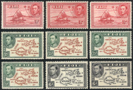 Sc.132/135 + Perforation Variety, Complete Set Of 9 Values, Very Fine Quality (many Are MNH), Catalog Value US$34. - Fidschi-Inseln (...-1970)