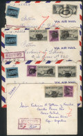 4 Covers Sent To Argentina In 1959 With Interesting Postages, Very Low Start! - Marcofilia