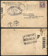 Cover Sent From Boston To Argentina On 4/NO/1918 Franked With 3c., Censored And With Postage Due Marks,... - Storia Postale
