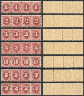 Sc.J22/J28, 1891 Complete Set Of 7 Values In STRIPS OF 4, The Stamps At The Left And Right Ends With Tiny And... - Segnatasse