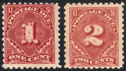 Sc.J52 + J53a, 1014 1c. Carmine Lake And 2c. Light Rose, Both With Letters Watermark And Perf 10, MNH, Excellent... - Portomarken