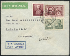 Cover With Good Postage Of 12.90 Pts. Sent From Madrid To Argentina On 14/AU/1953, Minor Defects On Reverse,... - Other & Unclassified