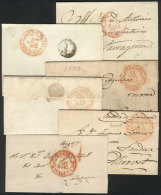 6 Folded Covers Or Letters Of Years 1842 To 1852, All With Interesting Postal Marks Of Various Towns In... - ...-1850 Prephilately