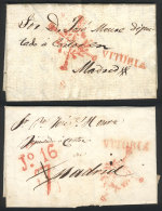 2 Entire Letters Sent From VITORIA To Madrid On 13 And 19 June 1837, Both With Nice Postal Marks And Long And... - ...-1850 Prephilately