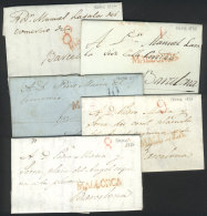 5 Folded Covers Or Letters Of Years 1827 To 1839, All With Interesting Pre-stamp Marks Of MALLORCA, Excellent... - ...-1850 Prephilately