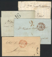4 Entire Letters Or Folded Covers Used Between 1816 And 1855, Interesting Marks, VF Quality! - ...-1850 Prephilately