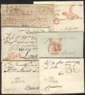 6 Folded Covers Or Entire Letters Posted Between 1816 And 1846, All With Interesting Markings (almost All Pre-stamp... - ...-1850 Prephilately