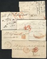 5 Folded Covers Or Letters Of Years 1807 To 1853, All With Interesting Postal Marks Of Various Towns In CADIZ,... - ...-1850 Prephilately
