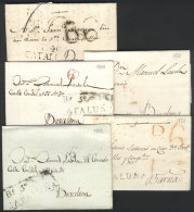 5 Folded Covers Or Letters Of Years 1807 To 1843, All With Interesting Postal Marks Of CATALUÑA, Excellent... - ...-1850 Prephilately
