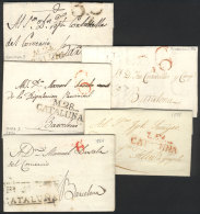 5 Folded Covers Or Letters Of Years 1803 To 1834, All With Interesting Postal Marks Of CATALUÑA, Excellent... - ...-1850 Prephilately