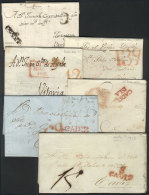 6 Folded Covers Or Letters Of Years 1799 To 1842, All With Interesting Postal Marks Of Various Towns In CADIZ,... - ...-1850 Prephilately