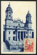 PAMPLONA: The Cathedral, Maximum Card Of OC/1937 With Patriotic Cinderella, Fine Quality - Tarjetas Máxima