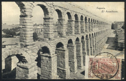 SEGOVIA: Aquaduct, Maximum Card Of DE/1936 With Patriotic Cinderella, With Some Staining Mainly On Back - Maximum Cards