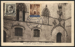 Maximum Card Of FE/1936: Barcelona, Old Facade Of The City Council, VF Quality - Maximum Cards