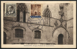 Maximum Card Of FE/1936: Barcelona, Old Facade Of The City Council, VF Quality - Tarjetas Máxima