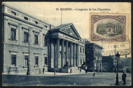 MADRID: Congress Of Deputies, Maximum Card Of 1/DE/1916, With Stain Spots - Cartes Maximum
