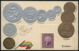 Old Silver And Bronze Coins, Embossed, Circa 1920, VF - Ecuador